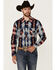Image #1 - Rock & Roll Denim Men's Southwestern Print Long Sleeve Snap Stretch Western Shirt, Navy, hi-res