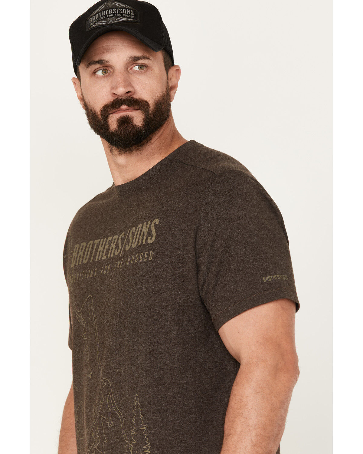 Image #2 - Brothers and Sons Men's Mountain Base Embroidered Short Sleeve Graphic T-Shirt, Dark Brown, hi-res