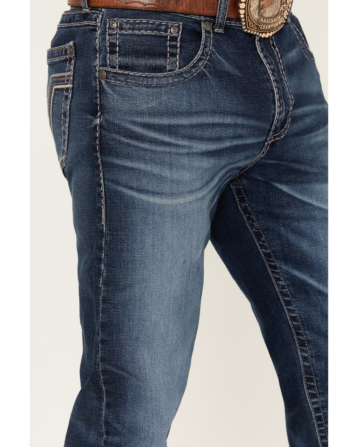 Image #2 - Rock 47 by Wrangler Men's Deverow Dark Wash Slim Bootcut Stretch Denim Jeans, Dark Wash, hi-res