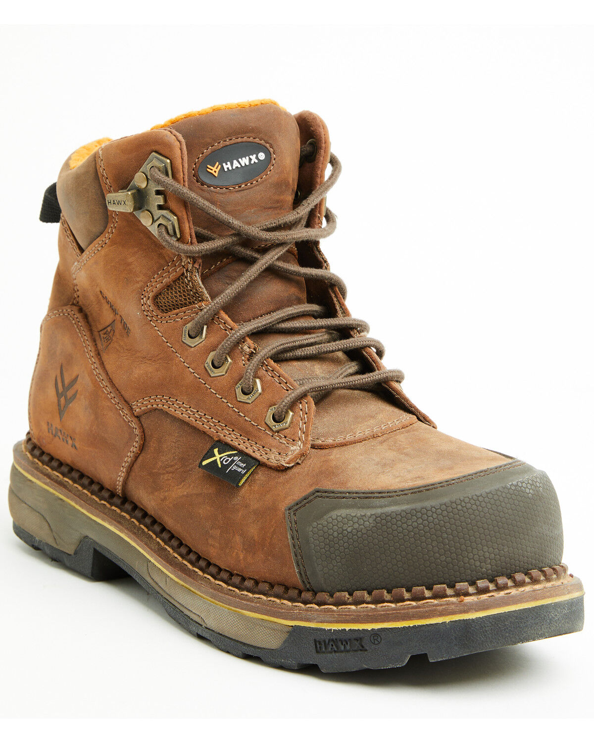Image #1 - Hawx Men's 6" Crew Chief Internal Met Guard Work Boots - Composite Toe, Brown, hi-res
