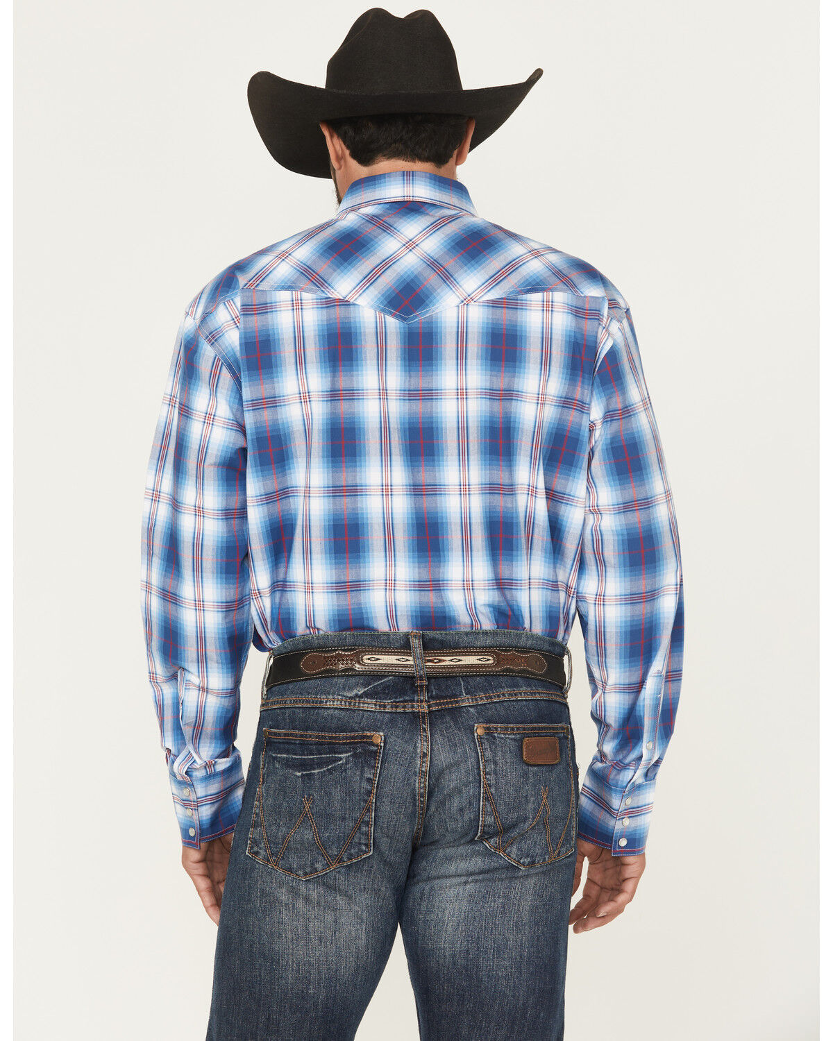 Image #4 - Roper Men's State Fair Plaid Print Long Sleeve Snap Western Shirt, Blue, hi-res