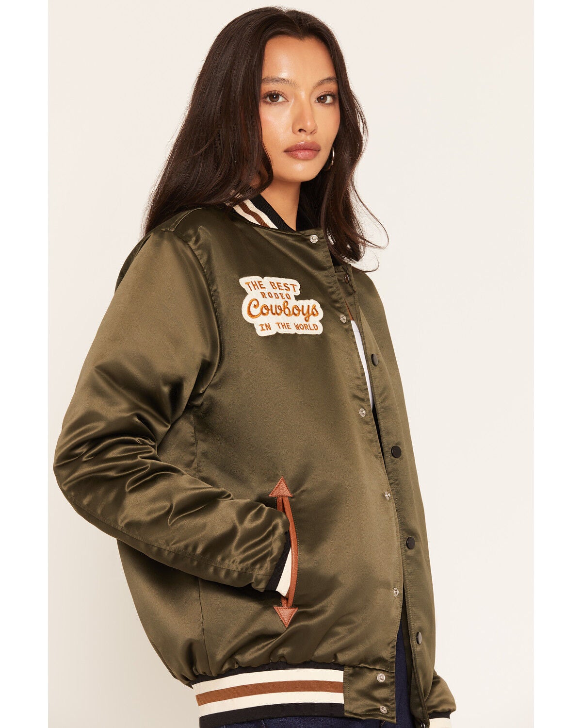 Image #2 - Rodeo Quincy X NFR Women's Cowboys Bomber Jacket, Green, hi-res