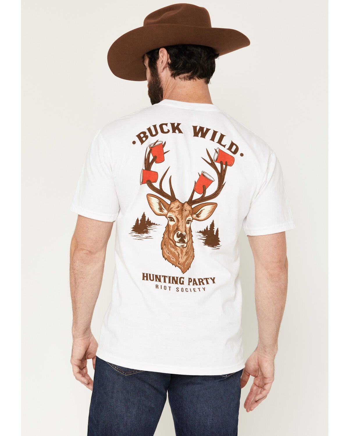 Riot Society Men's Buck Wild Short Sleeve Graphic T-Shirt, White, hi-res