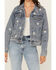 Image #3 - Veveret Women's Medium Wash Daisy Embroidered Denim Jacket, Medium Wash, hi-res