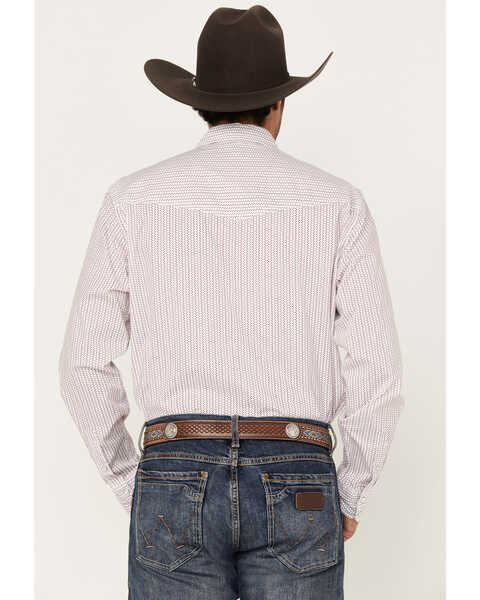 Image #4 - Wrangler 20x Men's Geo Print Long Sleeve Stretch Pearl Snap Western Shirt, Pink, hi-res