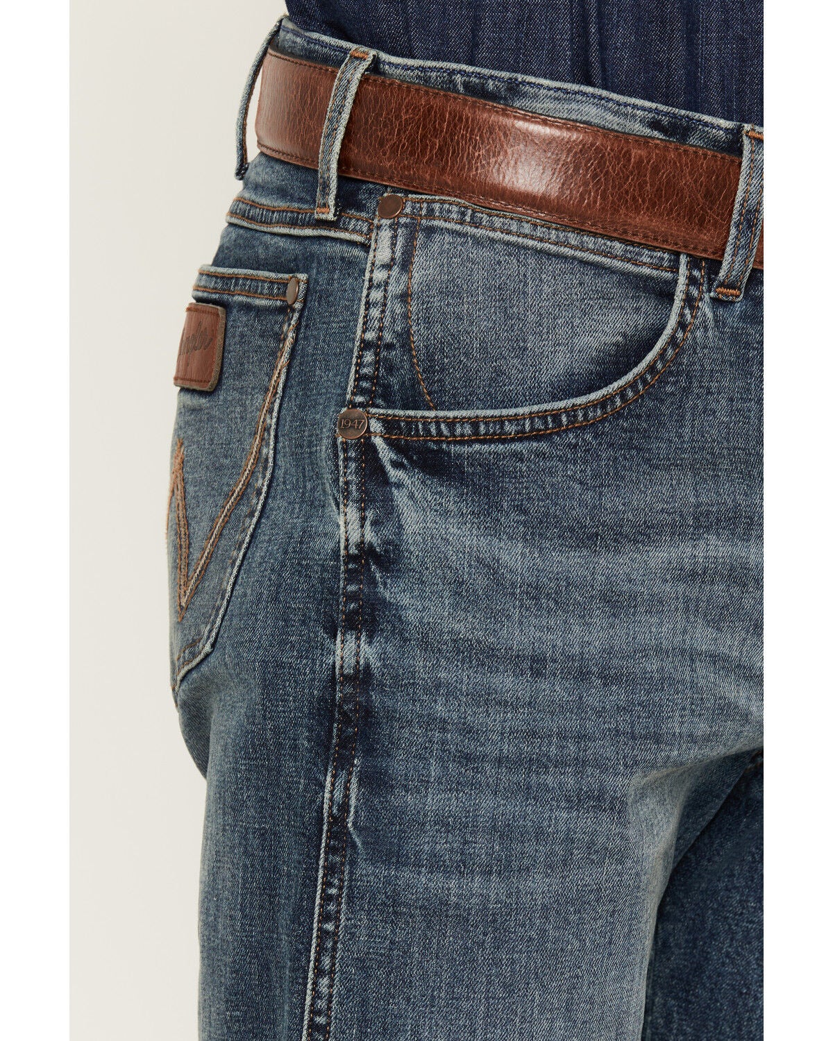 Image #2 - Wrangler Retro Men's 77MWZ Henry Medium Wash Slim Bootcut Stretch Denim Jeans, Medium Wash, hi-res