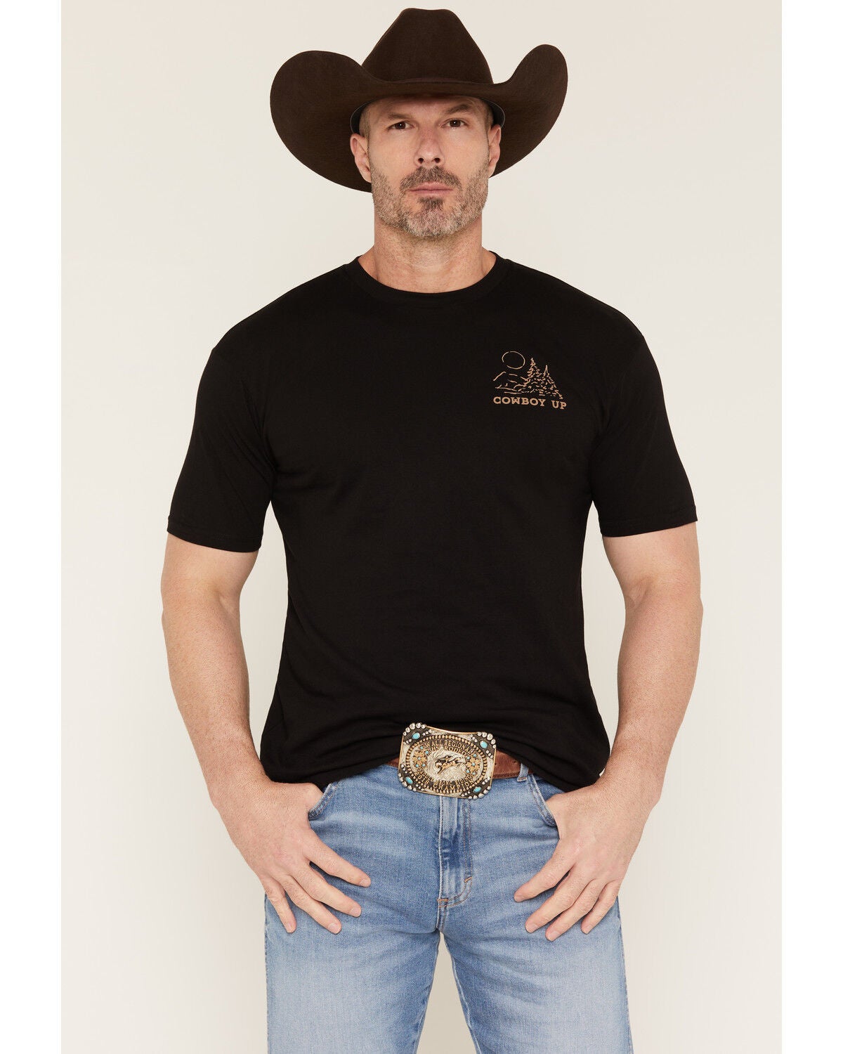 Image #2 - Cowboy Up Men's Sundown Logo Short Sleeve Graphic T-Shirt, Black, hi-res