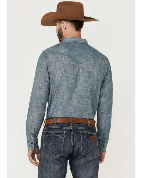 Image #4 - Cody James Men's Hotspot Solid Long Sleeve Snap Western Shirt , Blue, hi-res