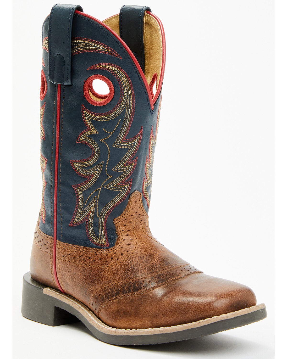 Cody James Boys' Bobby Western Boots - Broad Square Toe, Navy, hi-res