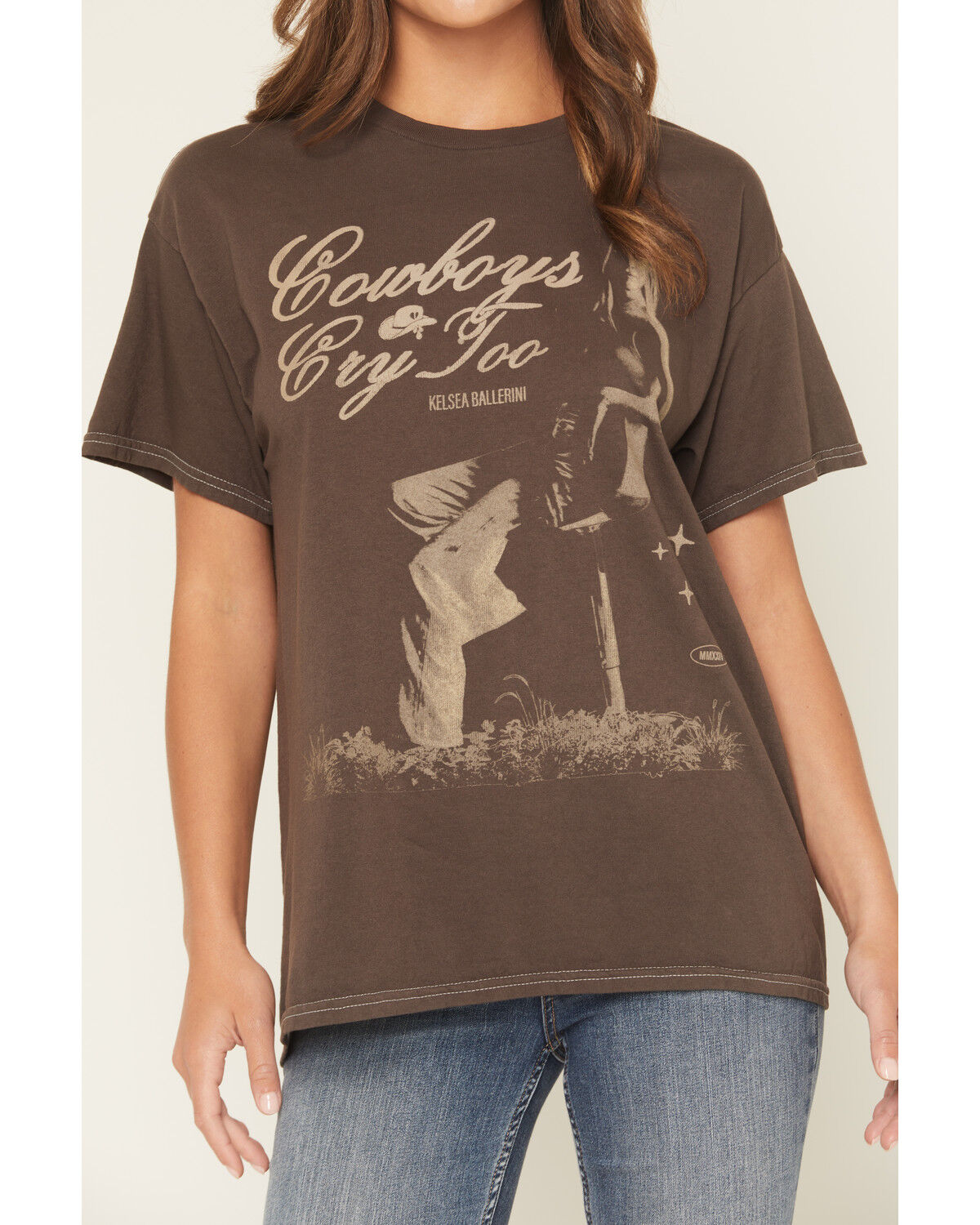 Image #3 - Merch Traffic Women's Kelsea Ballerini Cowboys Cry Too Short Sleeve Graphic Tee, Brown, hi-res