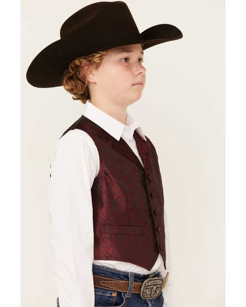 Image #2 - Scully Boys' Paisley Vest, Burgundy, hi-res