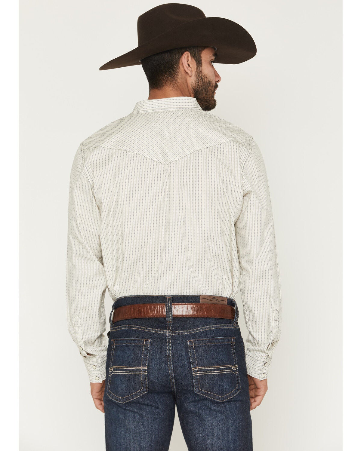 Image #4 - Gibson Trading Co Men's Tulsa Striped Long Sleeve Snap Western Shirt, Ivory, hi-res