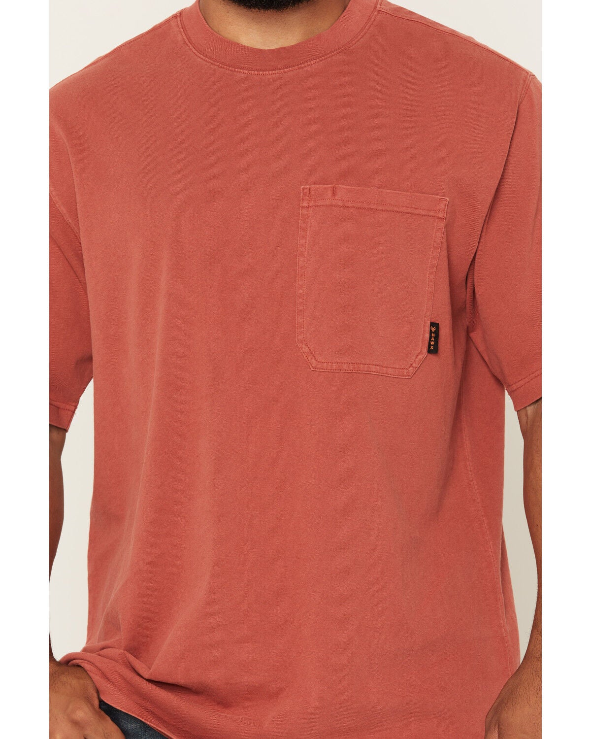 Image #3 - Hawx Men's Forge Solid Short Sleeve Pocket Work Shirt, Red, hi-res