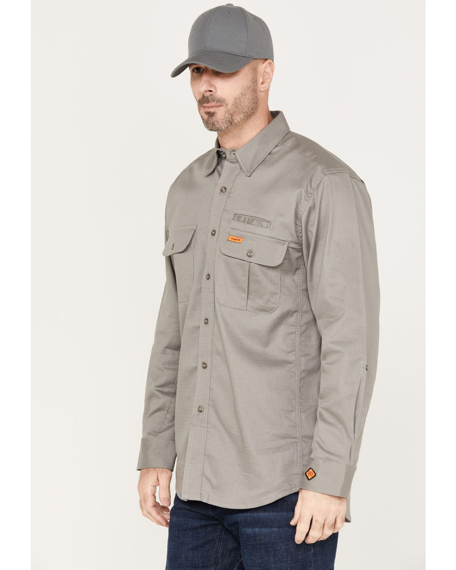 Image #2 - Wrangler 20X Men's FR Long Sleeve Vented Work Shirt, Grey, hi-res