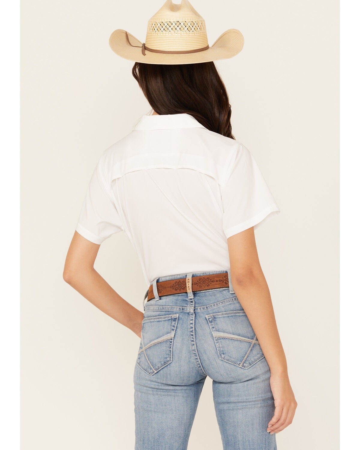 Image #4 - Ariat Women's VentTEK Solid Short Sleeve Button-Down Stretch Western Shirt, White, hi-res
