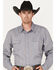 Image #1 - Roper Men's Large Geo Print Long Sleeve Pearl Snap Shirt, Grey, hi-res