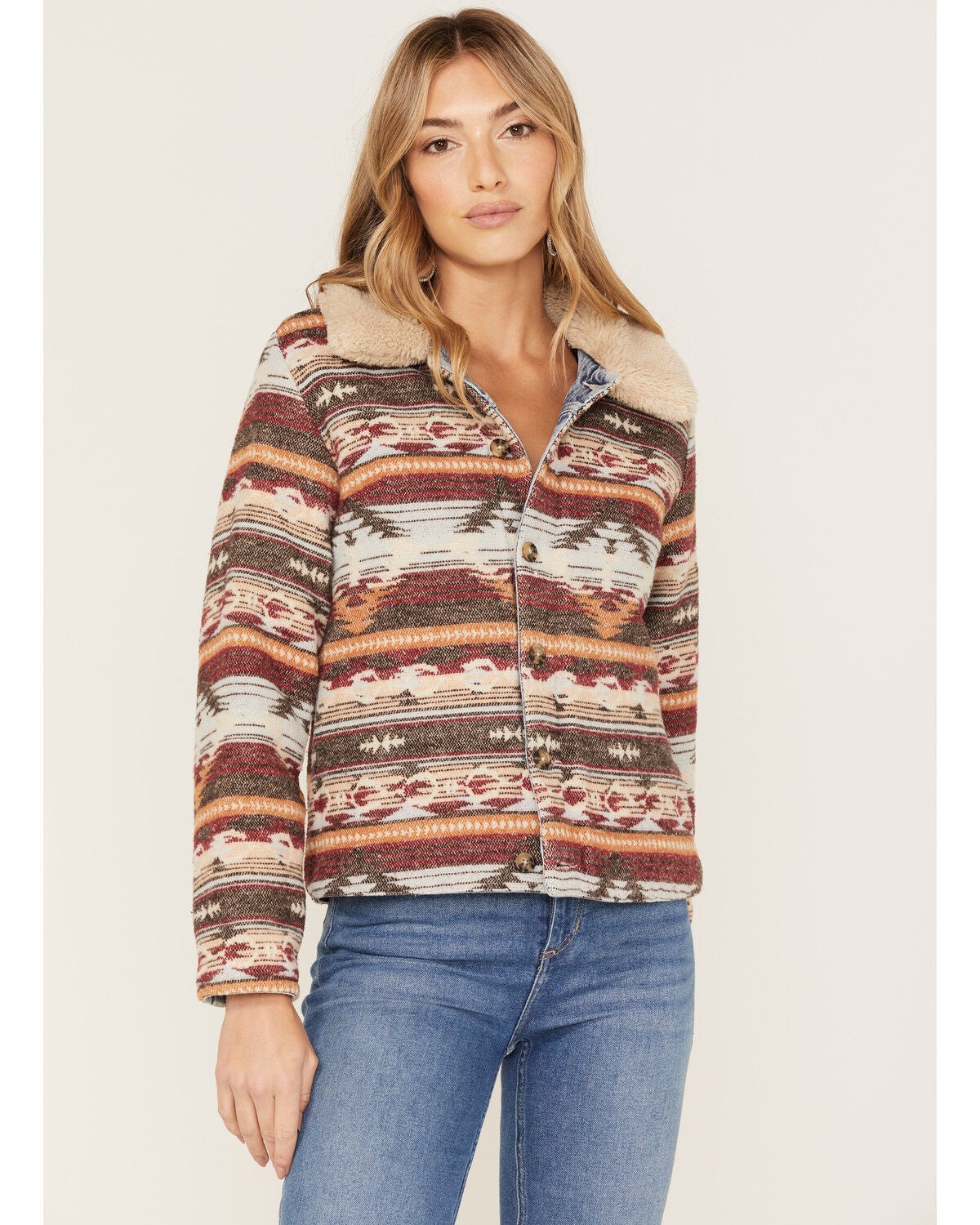 Image #2 - Idyllwind Women's Light Wash Reversible Sherpa Blanket Denim Jacket, , hi-res