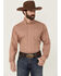 Image #1 - Cinch Men's Geo Print Long Sleeve Button-Down Western Shirt, Orange, hi-res