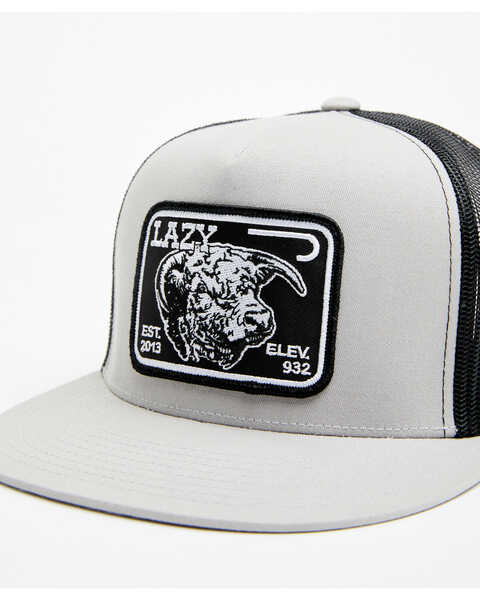 Image #2 - Lazy J Ranch Men's Black Elevation Cowhead Logo Patch Mesh-Back Ball Cap, Silver, hi-res