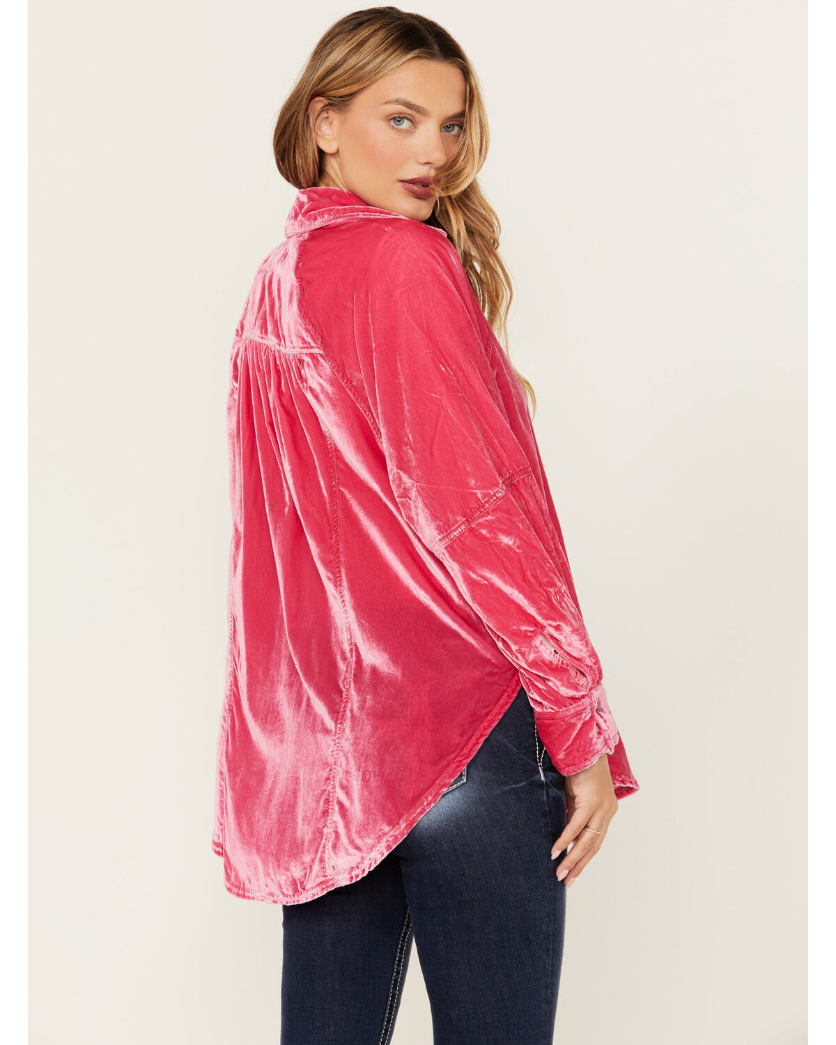Image #4 - Free People Women's Night Skies Velvet Long Sleeve Top, Pink, hi-res