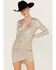 Image #1 - Show Me Your Mumu Women's Party Hop Sequins Long Sleeve Mini Dress, Silver, hi-res