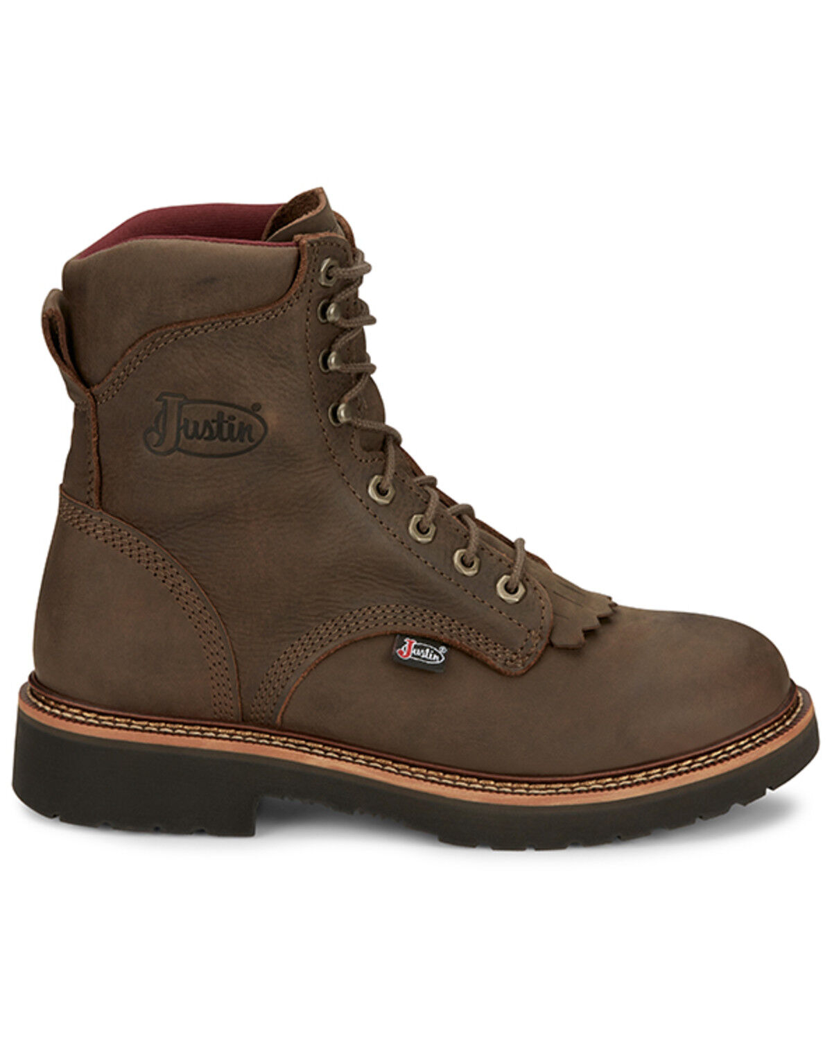 Image #2 - Justin Men's Rivot Lace-Up Work Boots - Soft Toe, Brown, hi-res