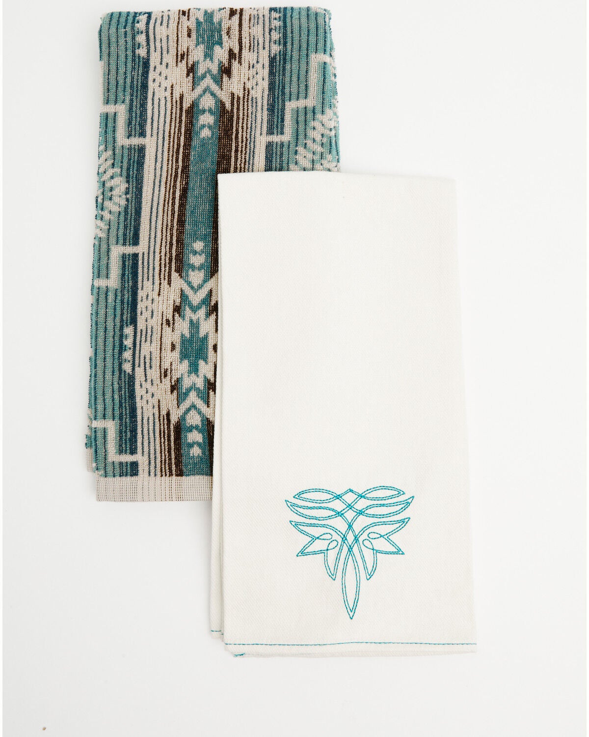 Image #1 - Boot Barn Western Kitchen Towel Set - 2 Pack, Teal, hi-res
