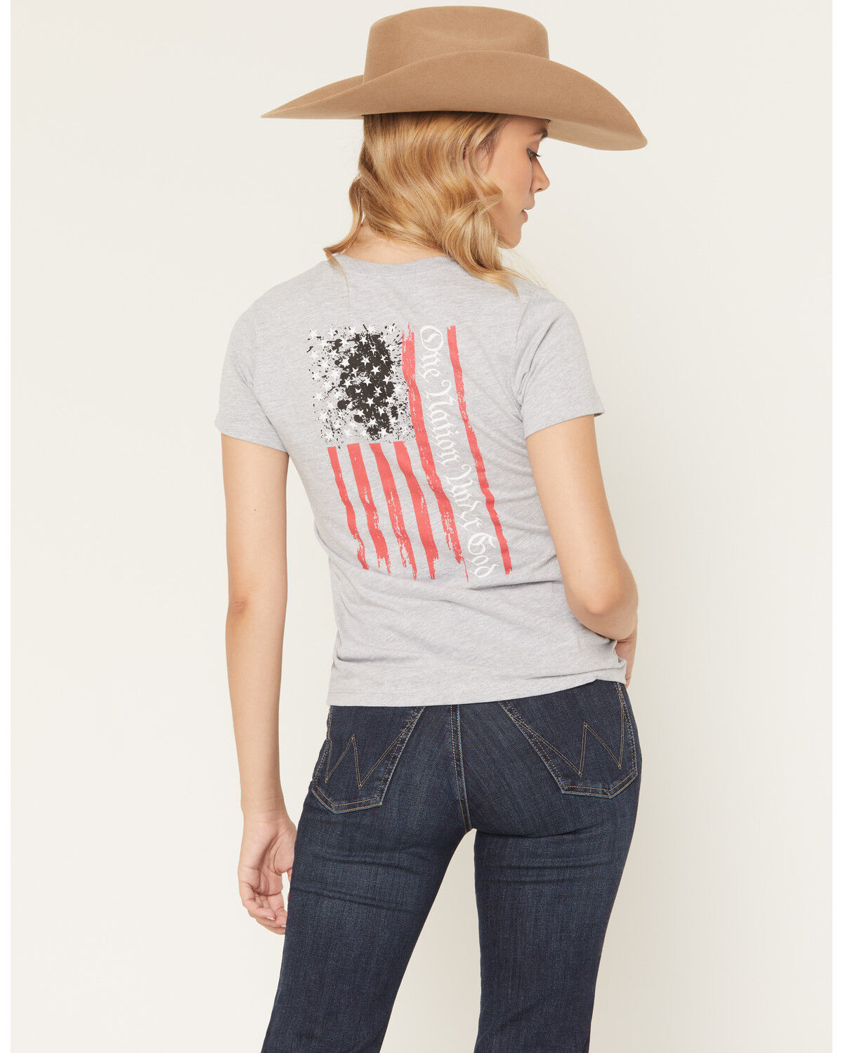 Image #1 - Howitzer Women's One Nation Short Sleeve Graphic Tee, Charcoal, hi-res