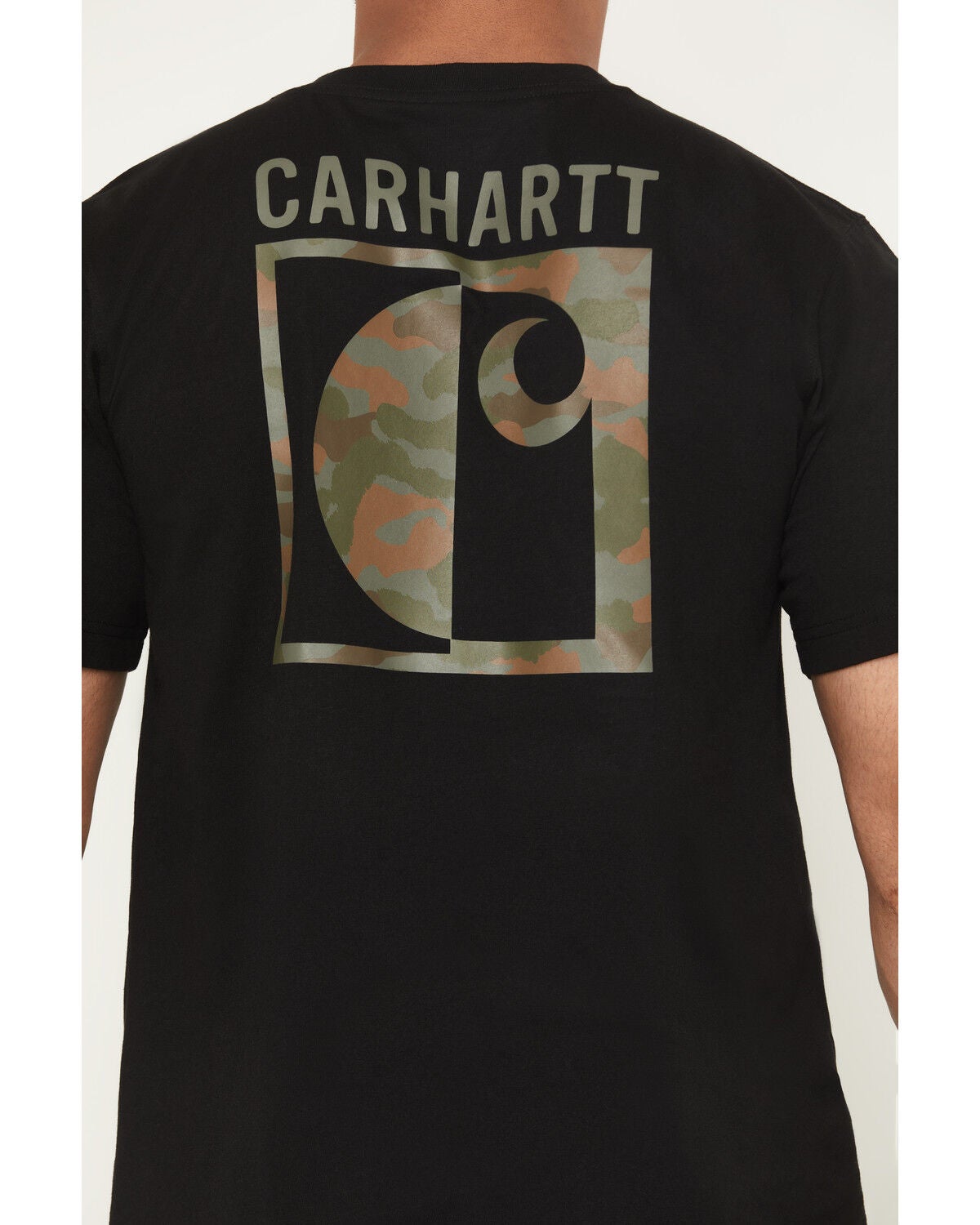 Image #4 - Carhartt Men's Camo Print Logo Relaxed Fit Short Sleeve Pocket T-Shirt, Black, hi-res