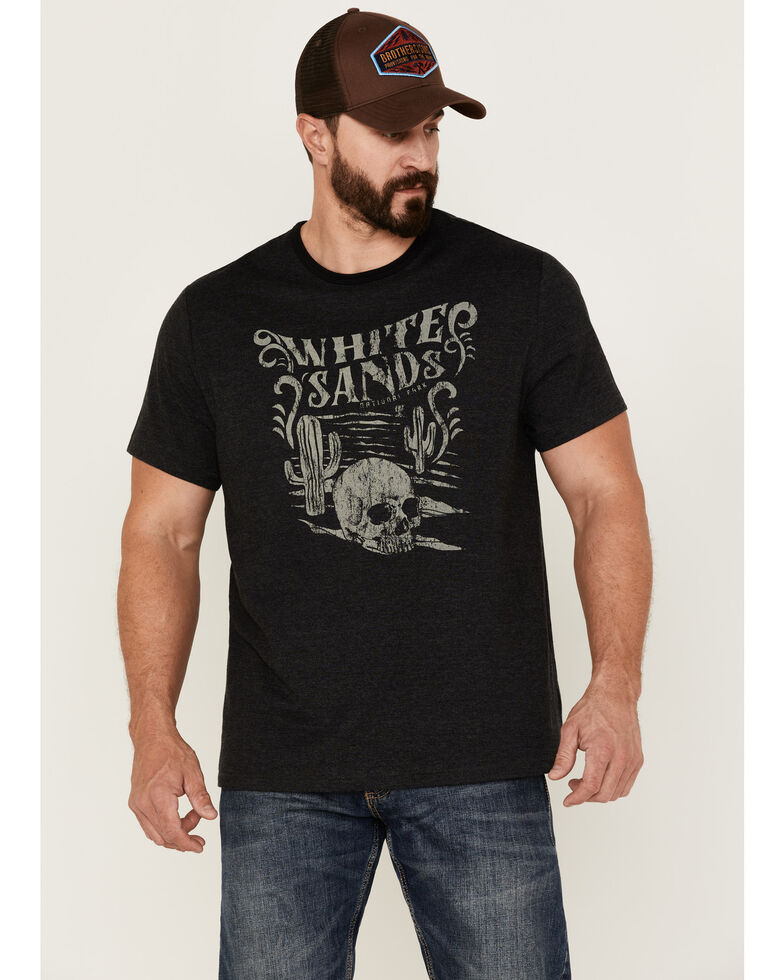 Brothers & Sons Men's Heathered White Sands Skull Graphic Short Sleeve T-Shirt , Black, hi-res