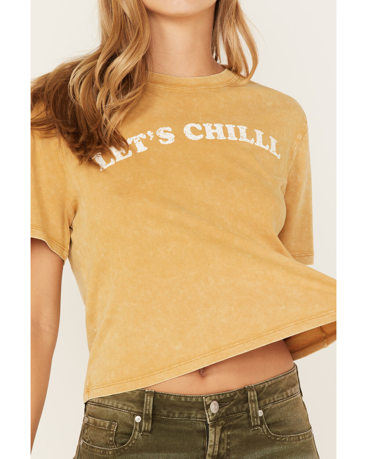 Image #3 - Cleo + Wolf Women's Let's Chill Short Sleeve Graphic Tee, Gold, hi-res