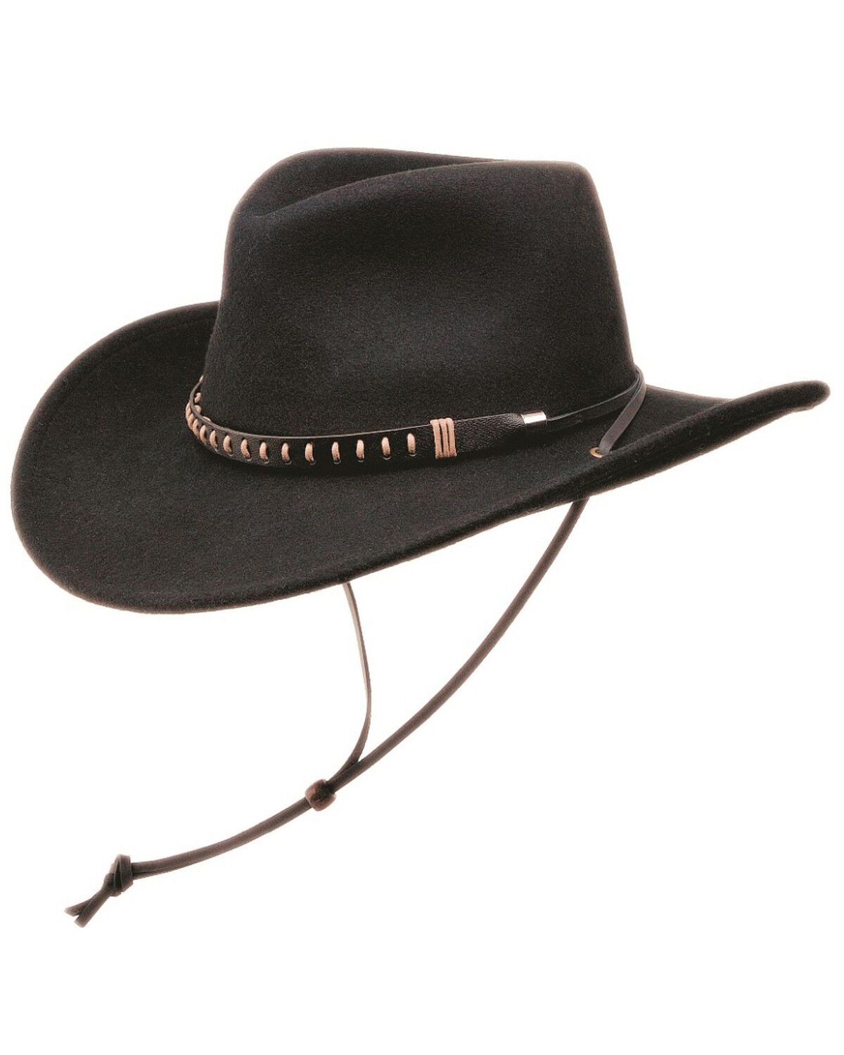 Black Creek Men's Chincord Crushable Felt Western Fashion Hat, Black, hi-res