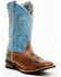 Image #1 - Laredo Women's Darla Embroidered Burnished Leather Western Performance Boots - Broad Square Toe, Light Blue, hi-res