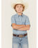 Image #1 - Cody James Boys' Cowboy Way Striped Print Short Sleeve Snap Western Shirt, Light Blue, hi-res