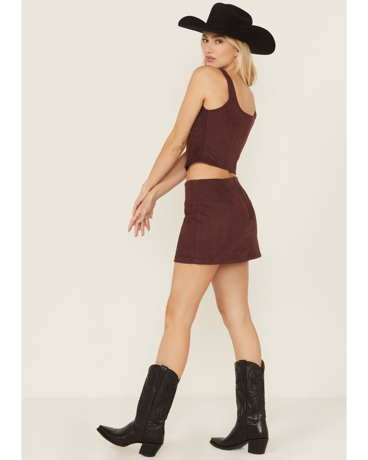 Image #3 - Shyanne Women's Faux Suede Mini Skort, Brown, hi-res