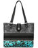 Image #1 - Montana West Women's Black & Turquoise Trinity Ranch Hair-on Cowhide Collection Concealed Carry Tote, Black, hi-res
