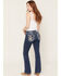 Image #1 - Miss Me Women's Dark Wash Americana Fleur de Lis Bootcut Stretch Denim Jeans, Dark Wash, hi-res