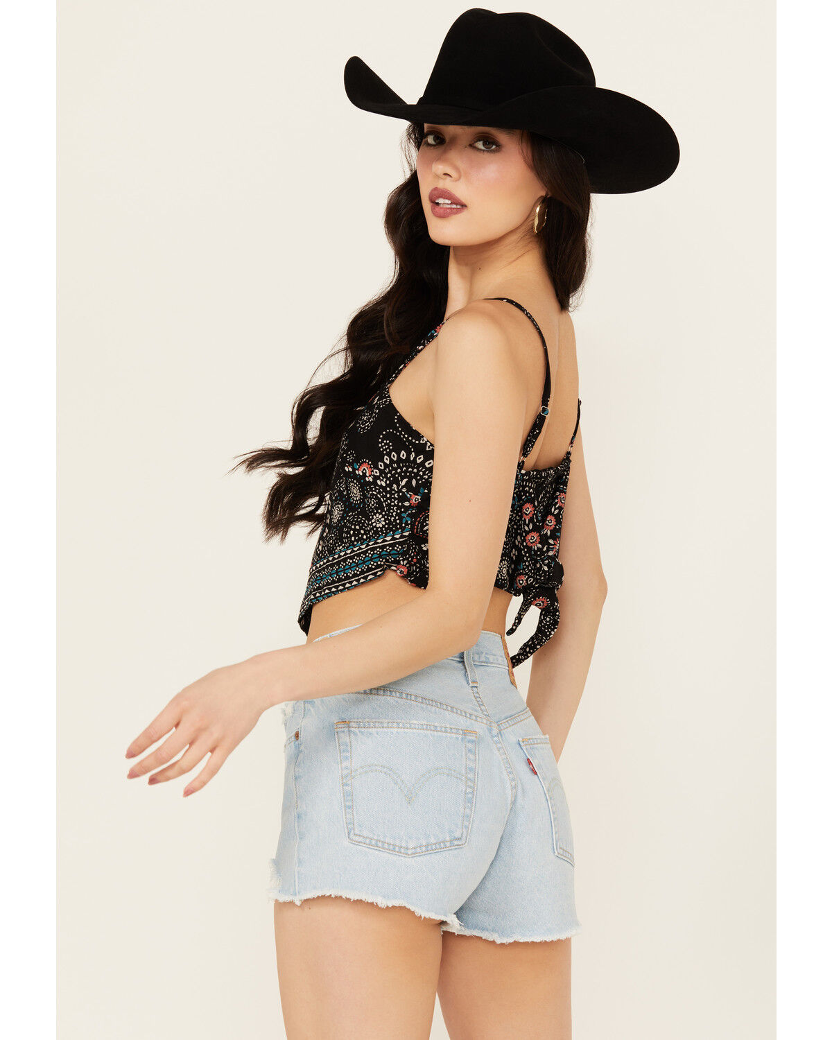 Image #4 - Angie Women's Bandana Print Top, Black, hi-res