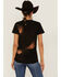 Bohemian Cowgirl Women's Girl Rider Rodeo Bleach Spray Graphic Tee, Black, hi-res
