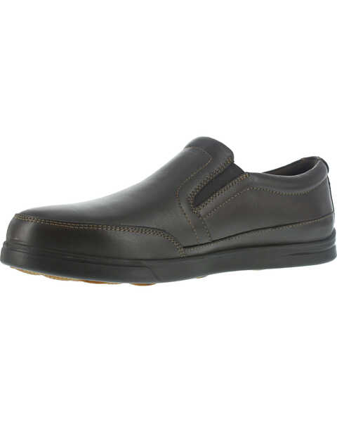 Image #2 - Florsheim Men's Slip-On Industrial Oxford Work Shoes - Steel Toe , Dark Brown, hi-res