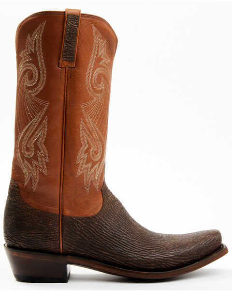 Image #2 - Lucchese Men's Exotic Shark Cowhide Western Boots - Square Toe , Brown, hi-res
