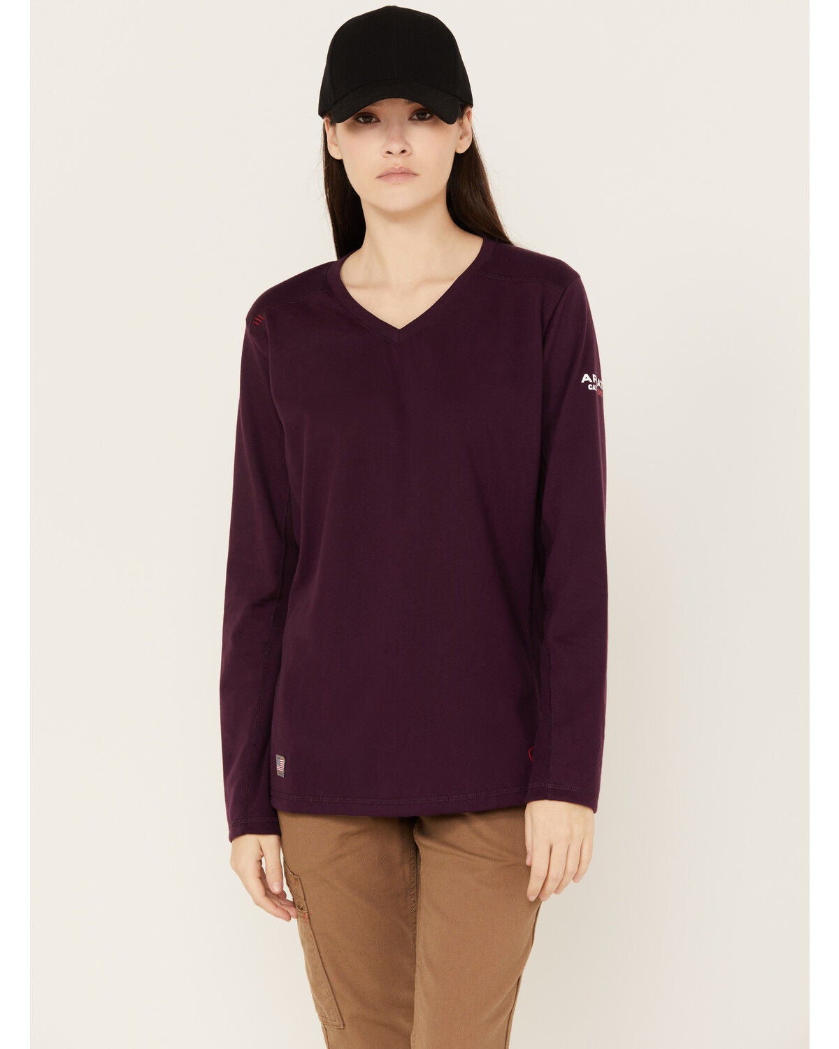 Ariat Women's AC Crew Fire Resistant Long Sleeve Work Shirt, Purple, hi-res