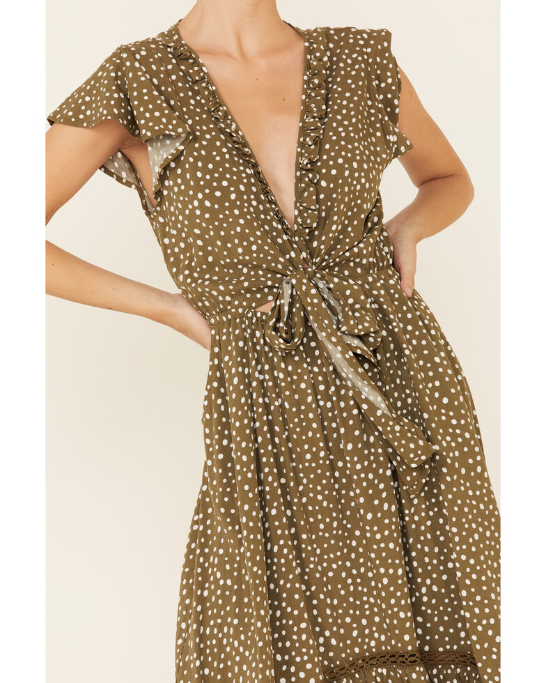 Beyond The Radar Women's Olive Dot Maxi Dress, Olive, hi-res