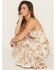 Image #1 - Originality Women's Floral Print Lace Sleeveless Cropped Tank Top, Cream, hi-res