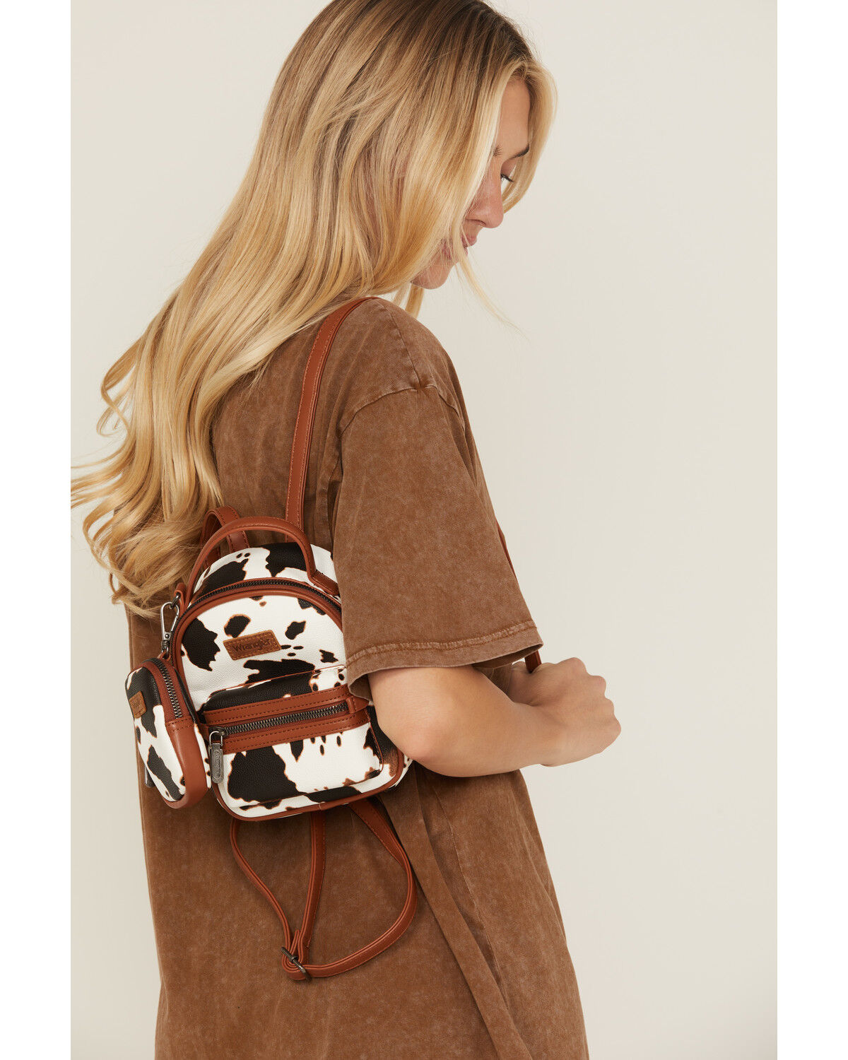 Image #1 - Wrangler Women's Cow Print Mini Backpack, Brown, hi-res