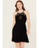 Image #1 - Idyllwind Women's Wolfeboro Embroidered And Beaded Halter Mini Dress, Black, hi-res