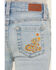 Image #2 - Shyanne Little Girls' Ophelia Floral Embroidered Light Wash Flare Stretch Denim Jeans, Medium Wash, hi-res