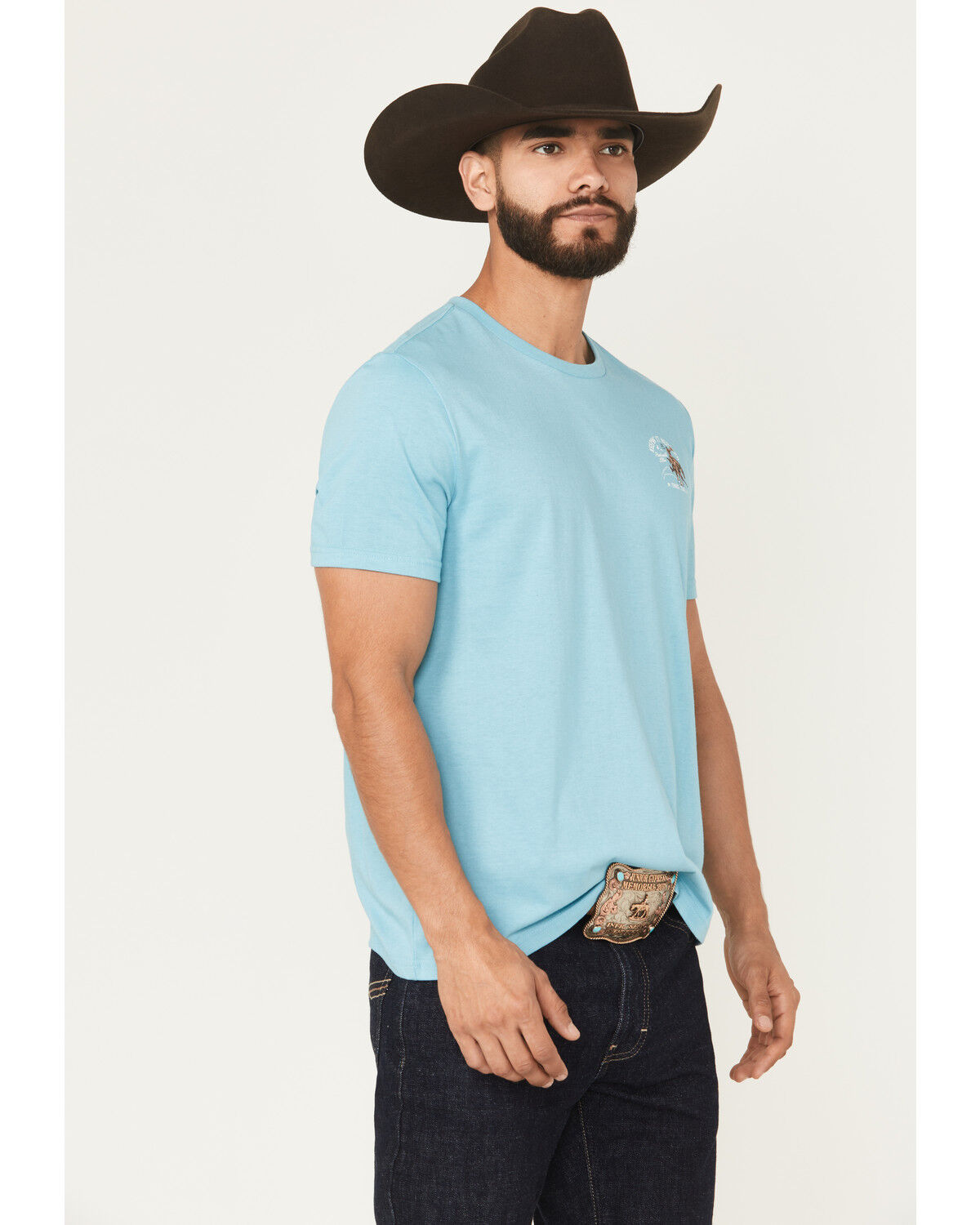 Image #4 - Panhandle Slim Men's Keepin' It Western Short Sleeve Graphic T-Shirt, Turquoise, hi-res