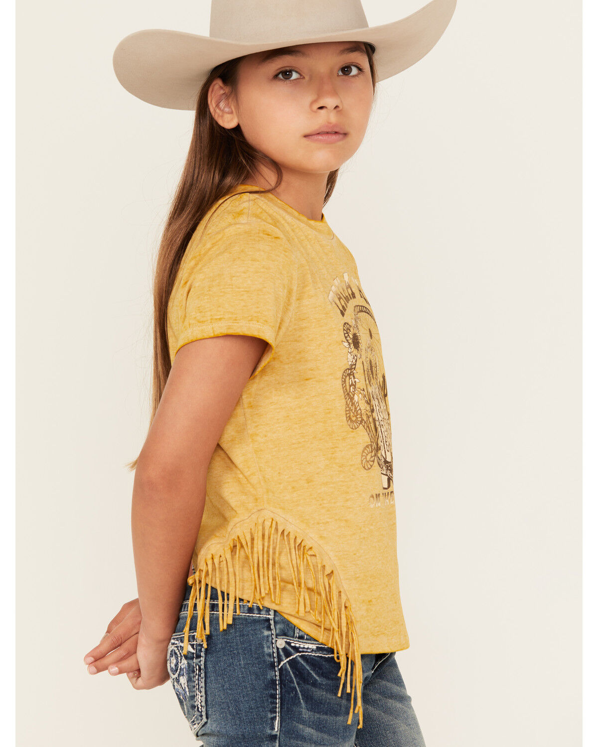 Image #2 - Shyanne Girls' Take A Walk Short Sleeve Graphic Tee, Mustard, hi-res