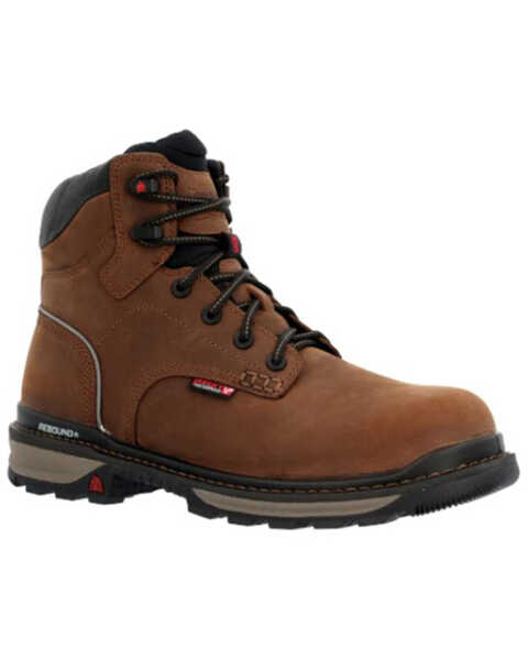 Image #1 - Rocky Men's Rams Horn 6" Lace-Up Waterproof Work Boots - Composite Toe , Distressed Brown, hi-res